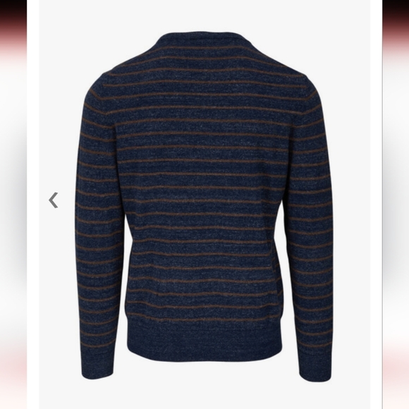 Faherty Brand Sconset Chestnut Striped Crewneck Pullover - Picture 2 of 5